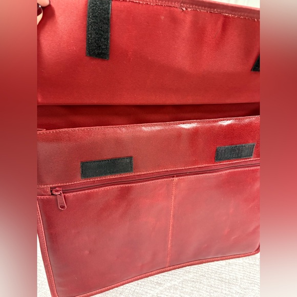 Wilson's Leather Burgundy Red Briefcase Laptop Work Bag Office Academia Boss - Picture 10 of 12